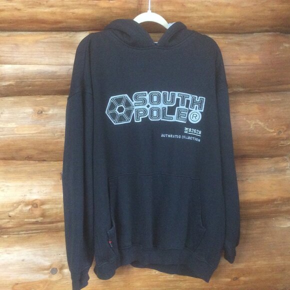 Southpole Black Vintage Y2K Mens Spellout Pullover Hoodie Size XL Streetwear - Picture 1 of 4